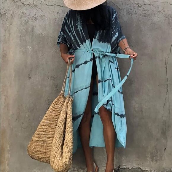 Maxi Kimono Swim Cover up Dress - Picture 4 of 6